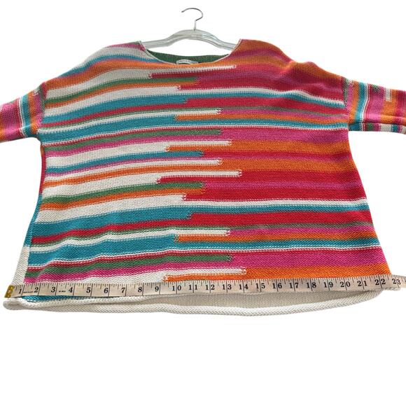 Zaket & Plover 100% Cotton Multicolor Striped Knit Sweater Colorful Small - Picture 8 of 14